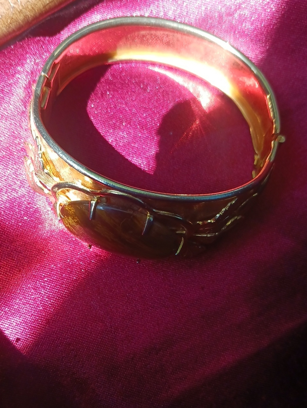 Gold-Tone Amber Stone Cuff Bracelet